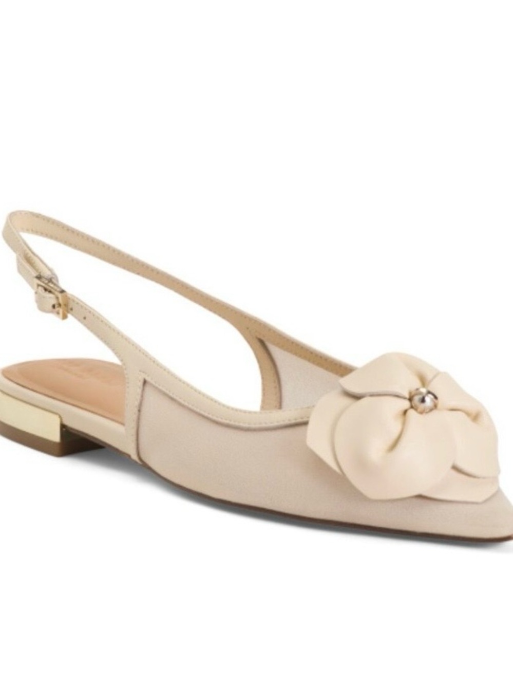 Ted Baker London Cream Slingback Flats with Flower Detail